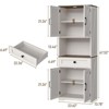 Tall Pantry Storage Cabinet with Large Capacity & Drawer, Freestanding Cupboard, White - 2 of 4