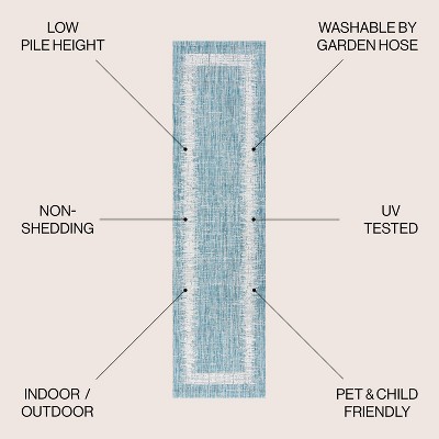 Scandi Minimalist Ivory & Aqua Indoor/Outdoor Flatweave Rug