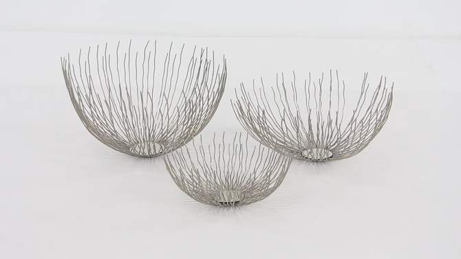 Set of 3 Contemporary Stainless Steel Stick Bowls Silver - Olivia &#38; May, 2 of 9, play video