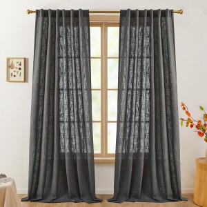 Deconovo 2 Panels Slub Sheer Curtains with Hidden Tab Tops, Elegant Textured Drapes for Living Room - 1 of 4