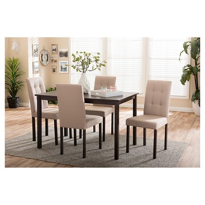 Modern Beige 5-Piece Dining Set with Ergonomic High-Back Chairs