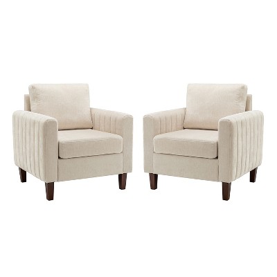 Set Of 2 Deionides Comfy Club Chair For Bedroom With Wood Legs | artful ...