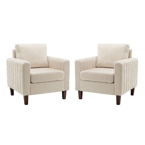 Set Of 2 Deionides Comfy Club Chair For Bedroom With Wood Legs