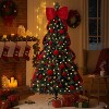 VINGLI 7.5ft Pre-lit Christmas Tree, 300 Lights, Big Bow & Red Ball Ornaments, 1600 PVC Tips, Holiday Party Decor - 3 of 4