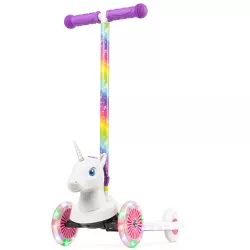 Voyager Unicorn 3D Tilt and Turn Kids Scooter with Light Up Deck and Wheels