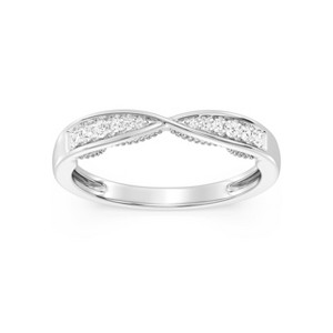 GILDED 1/10 CTTW Lab Grown Diamond Bypass Stackable Band Ring in Sterling Silver or 14KT Gold Plating Over Sterling Silver, Size 7 - 1 of 4