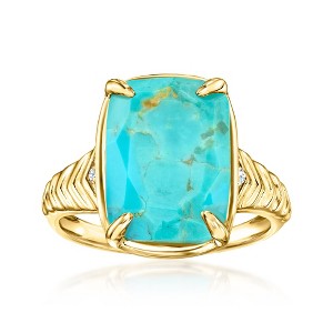 Ross-Simons Turquoise Ring With Lab-Grown Diamonds in 18kt Gold Over ...