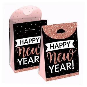 Big Dot of Happiness Rose Gold Happy New Year - New Years Eve Gift Favor Bags - Party Goodie Boxes - Set of 12 - 1 of 4