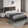 Upholstered Platform Bed Frame with Diamond Design Fabric Headboard, Solid Wood Slat Support, Non-Slip, Noise-Free, No Box Spring Needed - 3 of 4