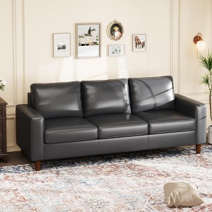 83" Leather Couch for Living Room, Modern Sofa Couches with Padded Backrest, Upholstered Sofa with Armrests and Comfy Cushions - 1 of 4