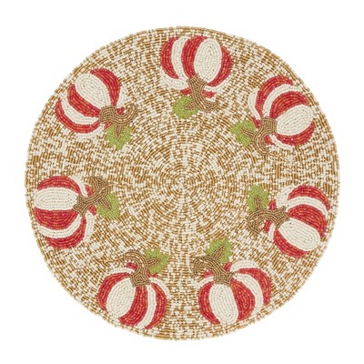 Saro Lifestyle Sparkling Beaded Pumpkin Placemat (Set of 4), 14", Multicolored