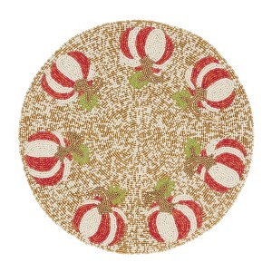 Saro Lifestyle Sparkling Beaded Pumpkin Placemat (Set of 4), 14", Multicolored - 1 of 4