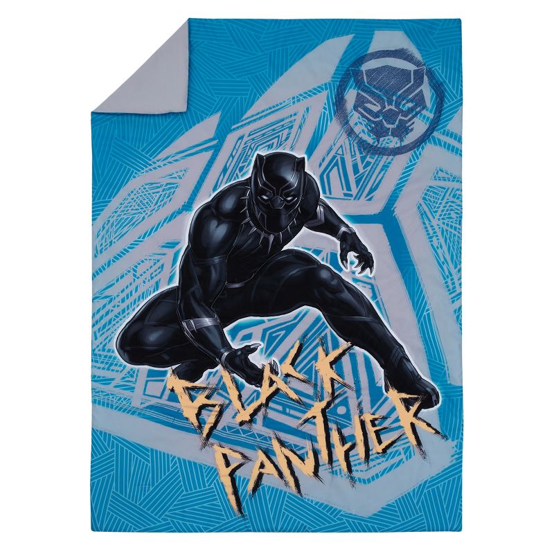 Marvel Black Panther Blue, Black, and Grey Warrior King 4 Piece Toddler Bed Set, 2 of 7