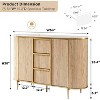 SinCiDo Sideboard Buffet Servers with 2 Doors & 3 Drawers, 54″W Luxury Fluted Kitchen Storage Cabinet with Faux Marble Tabletop - 2 of 4