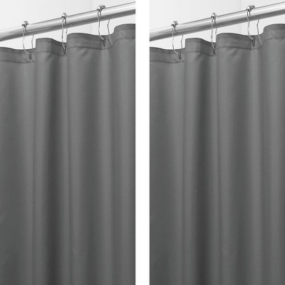 iDesign Solid Polyester Shower Curtain - 72" x 72" - Set of 2 - Gray