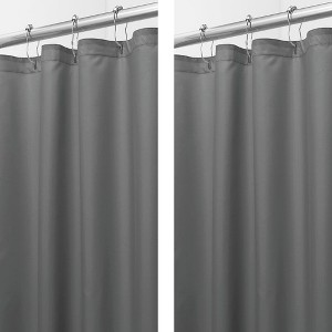 iDesign Solid Polyester Shower Curtain - 72" x 72" - Set of 2 - Gray - 1 of 4