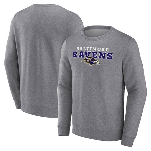 Nfl Baltimore Ravens Men s Gray Long Sleeve Crew Fleece Sweatshirt Target