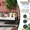 Acacia Wood Patio Swing Bed, Modern Porch Swing Hanging Daybed with 16.4ft Hemp Ropes & Ergonomic Backrest for Garden, Backyard, Black - 3 of 4