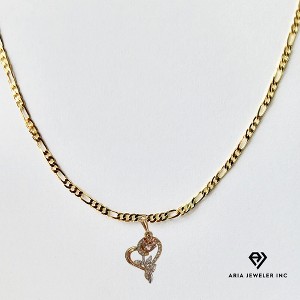 Aria Jeweler Inc Chain with Gold Rose Heart Pendant - 1 of 4