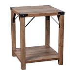 Flash Furniture Wyatt Modern Farmhouse Wooden 2 Tier End Table with Metal Corner Accents and Cross Bracing