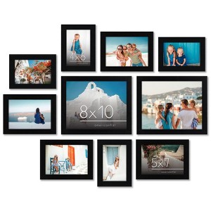 Americanflat Set of 10 Picture Frames with Shatter-Resistant Glass - Gallery Wall Frame Set with Two 8x10 Frames - Signature Collection - Black - 1 of 4