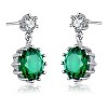 Guili Verdant Halo & Regal Shine Sterling Silver Drop Earrings with Green or Blue Cubic Zirconia, Sleek Modern Design for Elegant Sophistication - 4 of 4