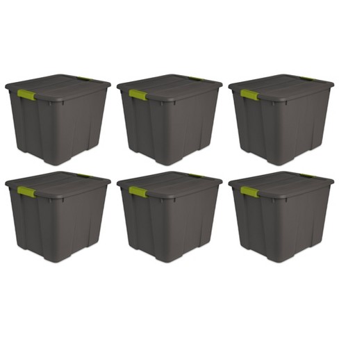 Sterilite 45gal Latching Storage Tote - Gray with Green Latch