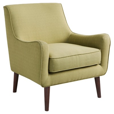 Mid-Century Modern Green Upholstered Accent Chair with Wood Legs