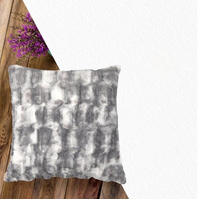 Marble Gray Faux Fur Square Throw Pillow Set