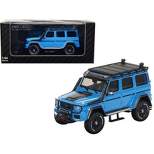 2017 Mercedes-Benz G-Class 4x4 Brabus 550 Adventure Blue w/Black Top & Carbon Roof w/Rack 1/64 Diecast Model Car by Almost Real