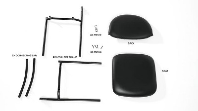 Black Armless Caressoft Vinyl Stacking Chair with Metal Frame
