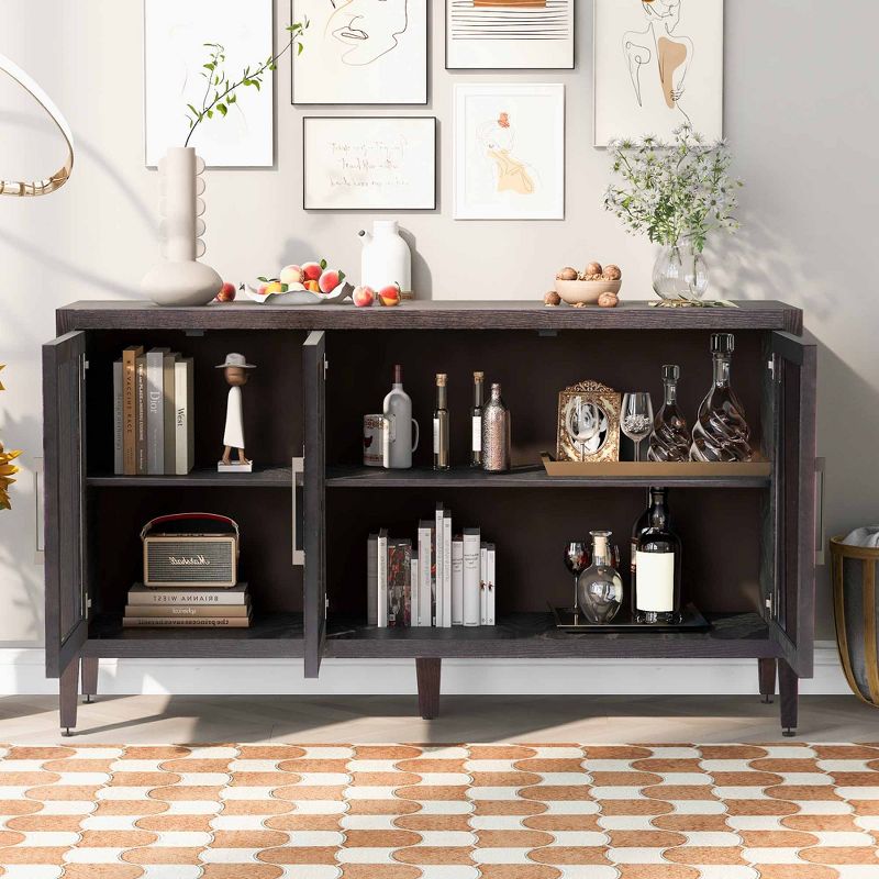 Modern Sideboard, Buffet Storage Cabinet with Tempered Glass Doors and Adjustable Shelves-ModernLuxe, 2 of 15