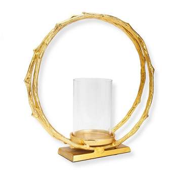 Classic Touch Gold Circle Hurricane Candle Holder