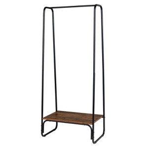 Karl Home Retro Open Wardrobe with Vintage Brown MDF & Black Iron Frame 25.2x15.7x59 Inches Single Row Storage - 1 of 4
