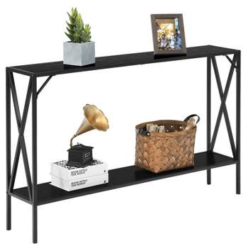 Tangkula Entryway Table Console Table 2 Tier Display Storage Shelf Black/Brown
