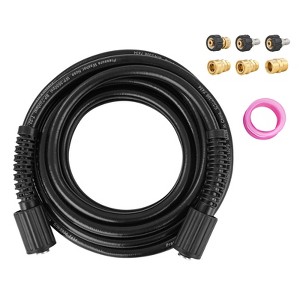 VEVOR Pressure Washer Hose, 100FT, 1/4" Kink Free M22-14mm Brass Thread Replacement For Most Brand Pressure Washers, 3/4'' Bending Radius, Black - 1 of 4