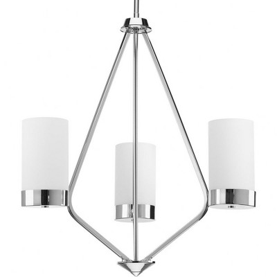 Progress Lighting Elevate 3-Light Chandelier, Glass, Polished Chrome, Trapezoidal Shades