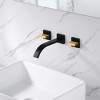 SUMERAIN Wall Mounted Black and Gold Finish, Lavatory Faucet with Two Handles and Rough in Valve - 2 of 4