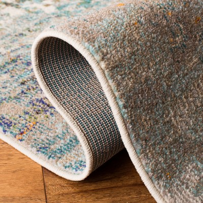 Elysian Grey-Blue 8' Square Synthetic Easy-Care Area Rug