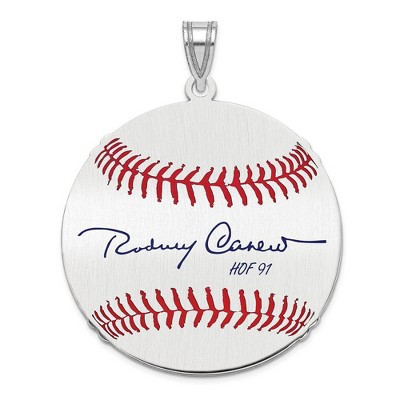 Black Bow Jewelry Sterling Silver Rod Carew Signature LG Enamel Baseball Pendant