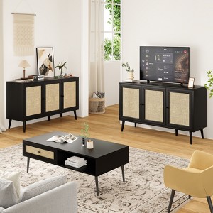 Bella Depot  47.2'' Modern Sideboard Buffet Cabinet with 3 Rattan Doors(1 pcs) - 1 of 4