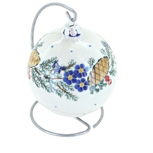 Blue Rose Polish Pottery 70A WR Unikat Christmas Ball - 1 of 1