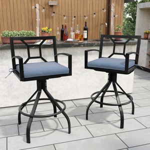 Crestlive Products Aluminum Outdoor Swivel Bar Stools with Sunbrella Cushion Patio Counter Height Barstools - 1 of 4