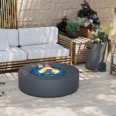 42/56 inch Outdoor Magnesium Oxide Fire Pit Table Propane for Outside Patio with Tank Cover
