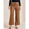 INSPIRE CHIC Women's Faux Leather Hight Waist Drawstring Straight Leg Pants with Pockets - 2 of 4