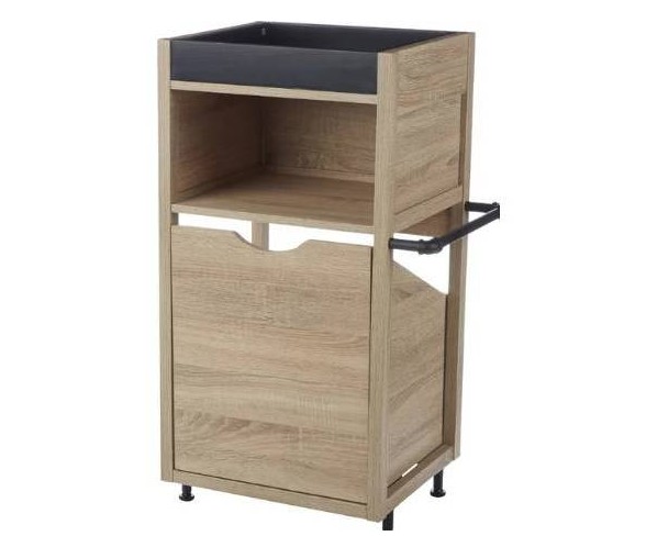 Industrial Pipe Pull Out Hamper With Tray Antique Wood - Neu Home