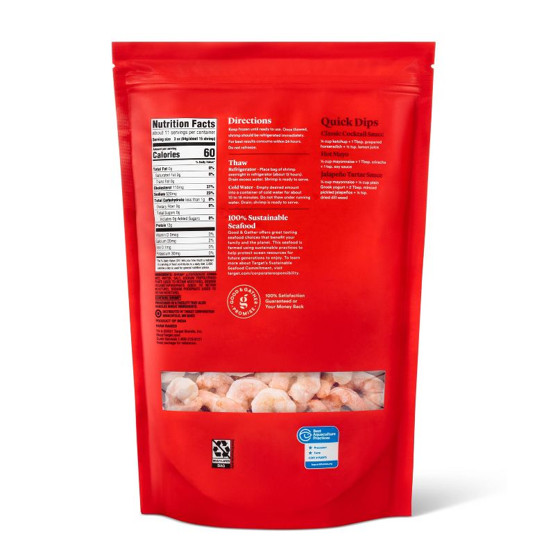 Small Tail-Off, Peeled, Deveined Cooked Shrimp - Frozen - 71-90ct/lb - 2lbs - Good &#38; Gather&#8482;, 4 of 5