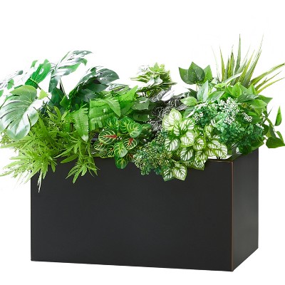 Wallowa Weather Resistant Seamless Metal Flower Box with Drainage Hole and Modern Design