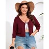 Coolmee Women's Plus Size Bolero Shrug Cropped Cardigan Tie Front Rib Knit Cardigan Sweater - 2 of 4