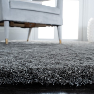 Gray 6' x 9' Hand-Tufted Shag Wool and Synthetic Rug
